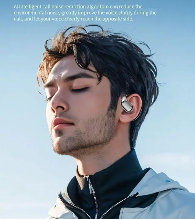 Alt view image 6 of 7 - Open Ear Hooks Headphones Wireless Bluetooth V5.4 Sports Earbuds with 60H Playtime,ENC Call Noise Cancellation+Bilateral Stereo,IPX5 Waterproof Earphones for Driving,Office,Pink