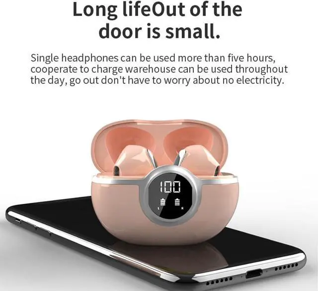 Alt view image 2 of 7 - Wireless Earbuds Bluetooth Headphones with LED Display Charging Case,IPX5 Waterproof Earphones in-Ear Buds with Mic,Advanced Active Noise Cancelling,24H Playtime for Android/iOS Phone-Black