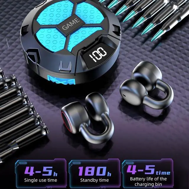 Alt view image 4 of 7 - Open Clip Earbuds Wireless Bluetooth Headphones Ultralight Open Ear Buds,24H Playtime with Charging Case LED Display,Ultra Lightweight for Comfortable Clip On Ear Headset for Workout,Driving,Grey