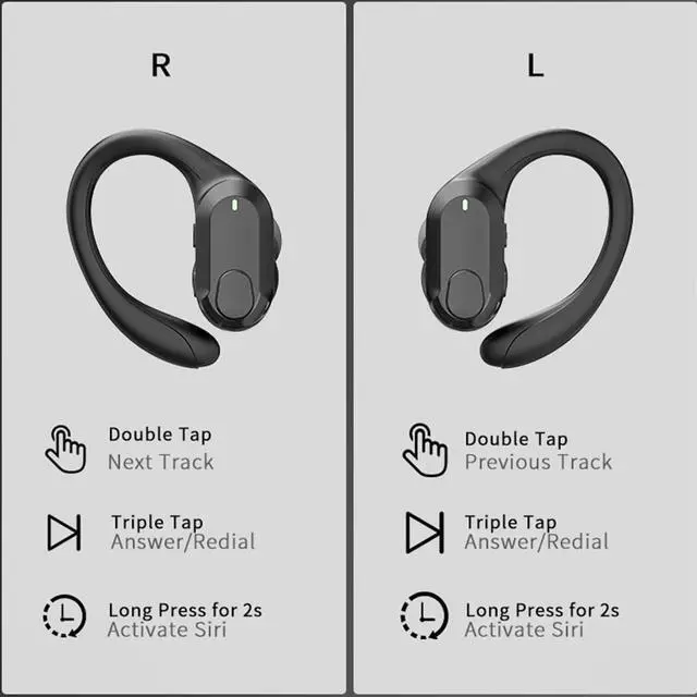 Alt view image 7 of 7 - Bluetooth Headphones Wireless Earbuds in Ear Buds,Sweatproof and Waterproof,Painless for Long Term Wearing,50H Playtime,LED Digital Display Headset with Earhooks for Sport Running Workout