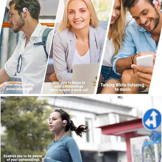 Alt view image 5 of 7 - Open Ear Headphones Wireless Bluetooth 5.3 Wireless Sports Earbuds with Earhooks, ENC Call Noise Cancellation Technology IPX5 Waterproof for Sports,Driving,Office,Black