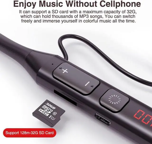 Alt view image 6 of 7 - Neckband Bluetooth 5.1 Headphones Wireless Earbuds Neckband Earphone HiFi Surround Sound,60Hrs Playtime Sport Noise Cancelling Ear Buds with Mic for Running Compatible with iPhone Android,Ergonomic