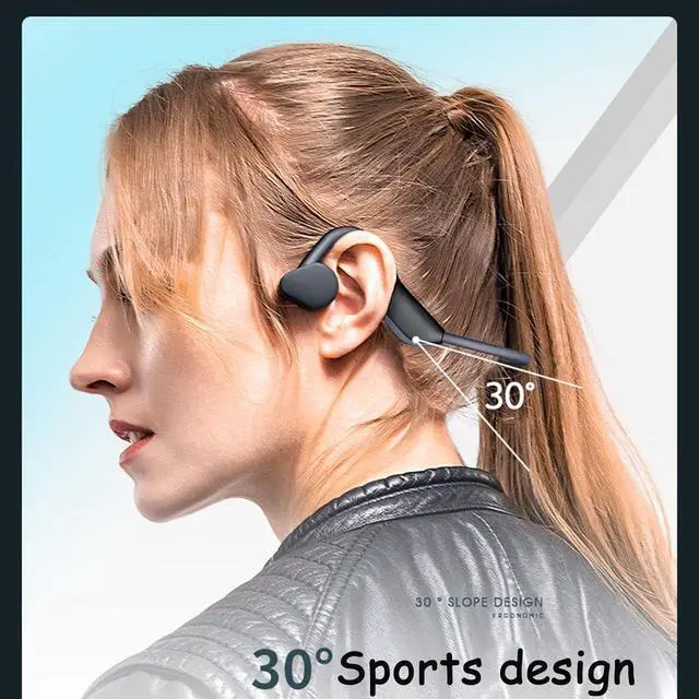 Alt view image 3 of 5 - Bone Conduction Headphones Waterproof Swimming Headphones Built-in Mic Bluetooth 5.0 Open Ear Headset Sport Earphones,Sweatproof Headset for Running,Cycling