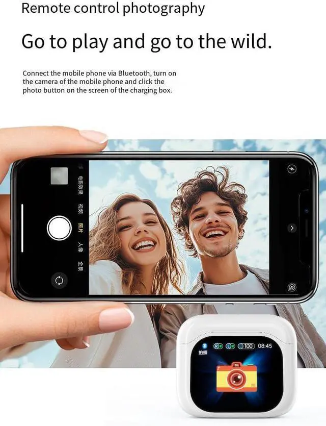 Alt view image 4 of 7 - Wireless Ear Buds Bluetooth 5.4 in Ear Headphones,LCD Full-Color Touch Screen, Deep Bass Stereo Bluetooth Ear Buds,Built-in ANC/ENC Noise Cancelling Mic for iPhone & Android,Black