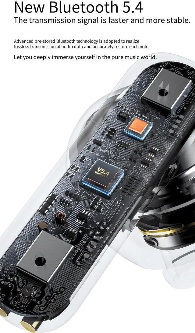 Alt view image 5 of 7 - Wireless Ear Buds Bluetooth 5.4 in Ear Headphones,LCD Full-Color Touch Screen, Deep Bass Stereo Bluetooth Ear Buds,Built-in ANC/ENC Noise Cancelling Mic for iPhone & Android,Black