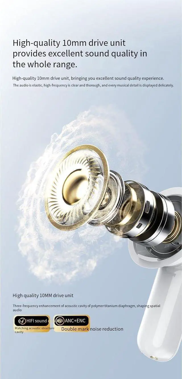 Alt view image 6 of 7 - Wireless Ear Buds Bluetooth 5.4 in Ear Headphones,LCD Full-Color Touch Screen, Deep Bass Stereo Bluetooth Ear Buds,Built-in ANC/ENC Noise Cancelling Mic for iPhone & Android,Black