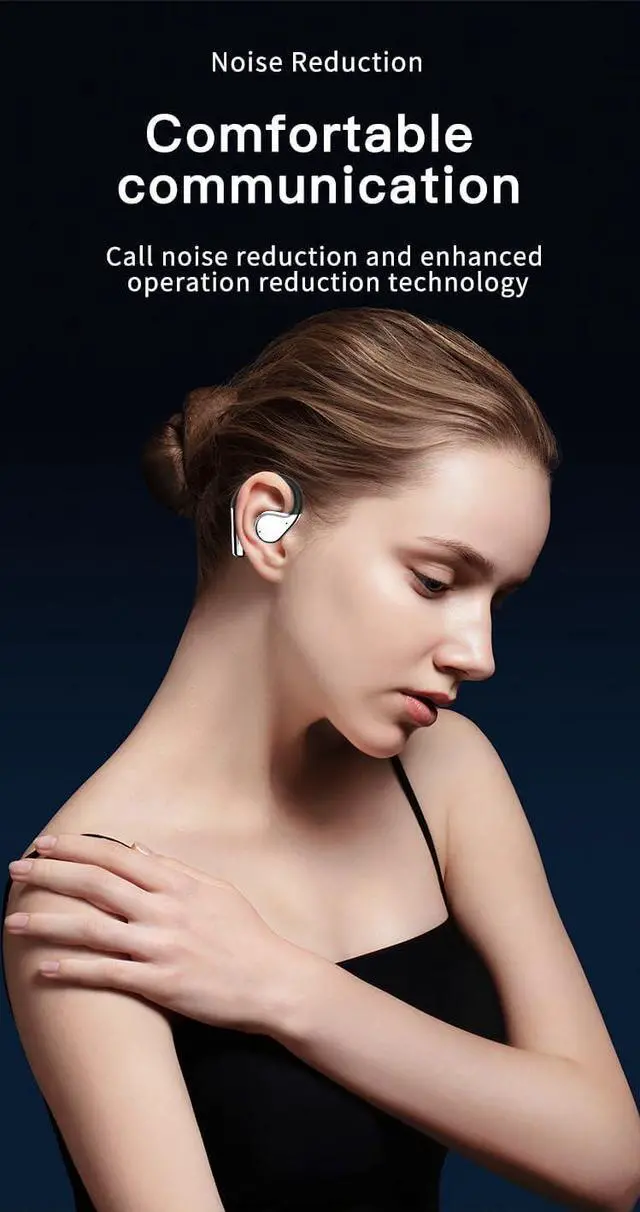 Alt view image 7 of 7 - Open Ear Headphones Wireless Bluetooth 5.4 Wireless Sports Earbuds with Ear Hooks,CVC Call Noise Cancellation,LCD Full-Color Touch Screen,IPX5 Waterproof for Sports,Driving,Office,Black