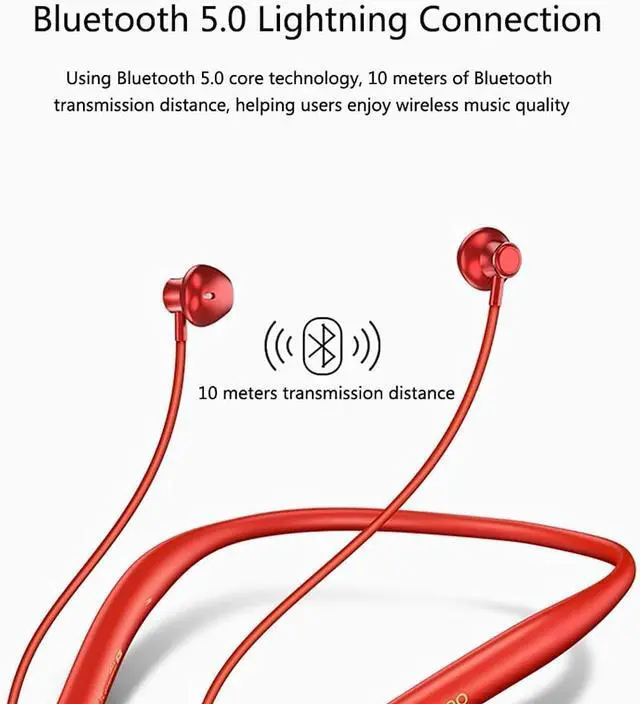 Alt view image 3 of 7 - Neckband Bluetooth Headphones Wireless Bluetooth 5.0 Headset with 20H Playtime,Sports Waterproof Neckband Earphones with Durability,Noise Cancelling with Mic for Phone Laptop PC Running Workout,Green