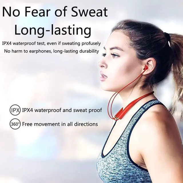 Alt view image 2 of 7 - Neckband Bluetooth Headphones Wireless Bluetooth 5.0 Headset with 20H Playtime,Sports Waterproof Neckband Earphones with Durability,Noise Cancelling with Mic for Phone Laptop PC Running Workout,Green