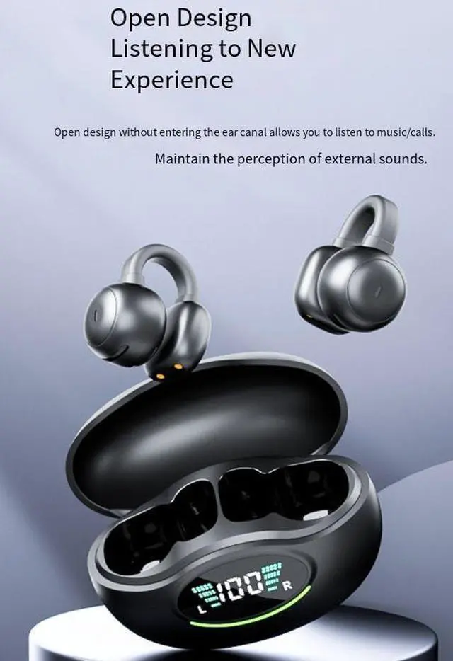 Main image of Wireless Bluetooth Earphones Open Ear Air Conduction Headphones, ENC Noise Reduction Low Latency,Single 8-hour Playback Time,IPX5 Waterproof Sweat Resistant, Bilateral Stereo, Fast Charging,White