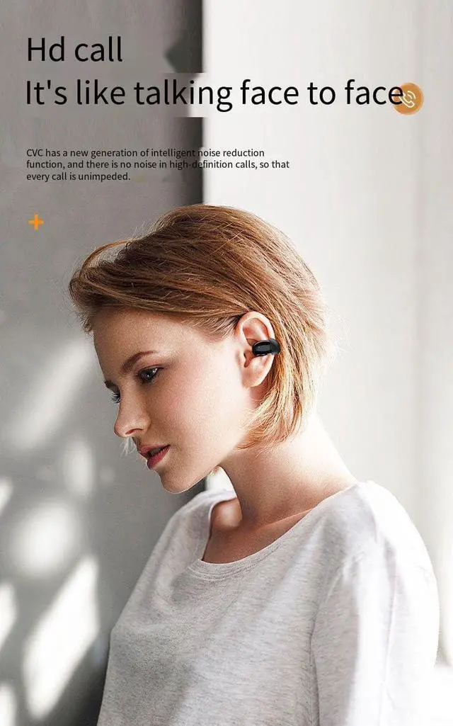 Alt view image 2 of 7 - Wireless Open Ear Clip Bone Conduction Headphones Bluetooth 5.3 Sports Earphones Built-in Mic,HiFi Stereo Headset with CVC8.0 Noise Cancellation,IPX5 Rating for Running,Sports,Cycling,Driving,Black