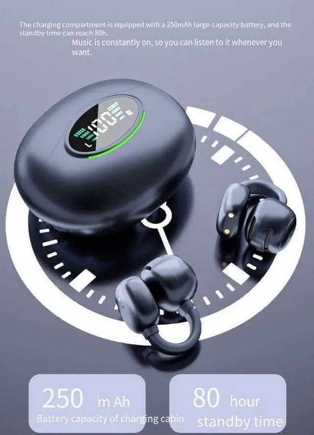 Alt view image 2 of 6 - Wireless Bluetooth Earphones Open Ear Air Conduction Headphones, ENC Noise Reduction Low Latency,Single 8-hour Playback Time,IPX5 Waterproof Sweat Resistant, Bilateral Stereo, Fast Charging,White