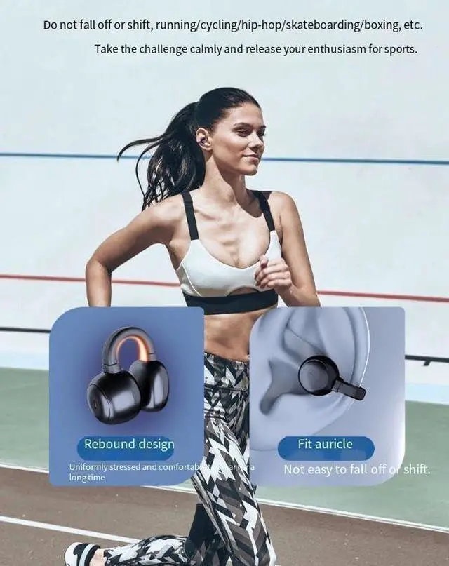 Alt view image 4 of 6 - Wireless Bluetooth Earphones Open Ear Air Conduction Headphones, ENC Noise Reduction Low Latency,Single 8-hour Playback Time,IPX5 Waterproof Sweat Resistant, Bilateral Stereo, Fast Charging,White