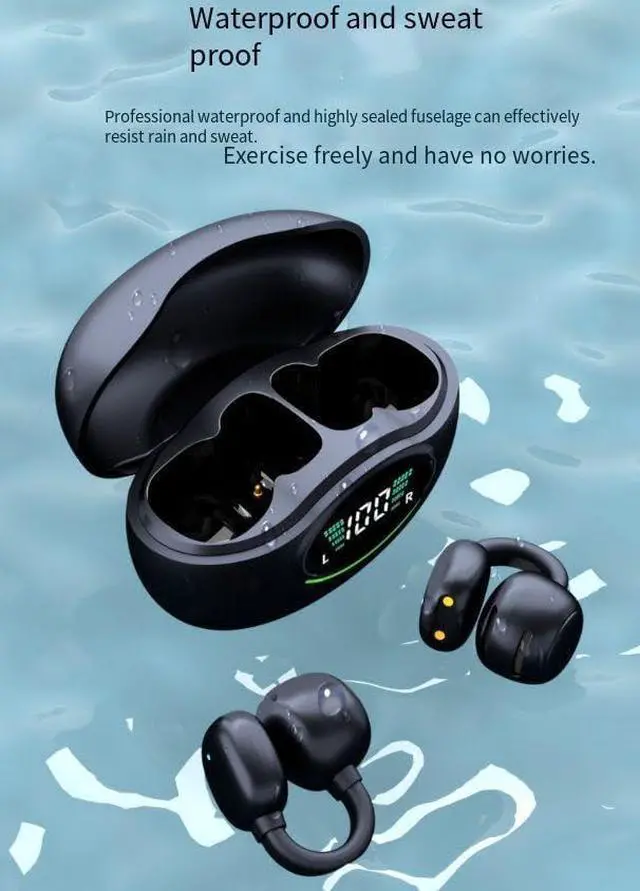 Alt view image 5 of 6 - Wireless Bluetooth Earphones Open Ear Air Conduction Headphones, ENC Noise Reduction Low Latency,Single 8-hour Playback Time,IPX5 Waterproof Sweat Resistant, Bilateral Stereo, Fast Charging,White