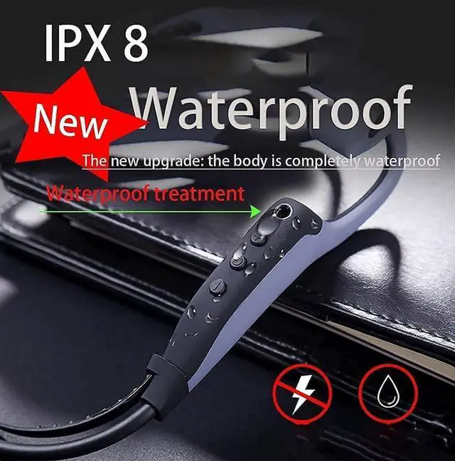 Alt view image 7 of 7 - Bone Conduction Headphones On Ear Headset Waterproof Bluetooth for Swimming, MP3 Player Wireless Sport Earphones IPX8 Open-Ear,Built-in 8GB Memory for Running, Diving Water, Gym, Spa,Blue