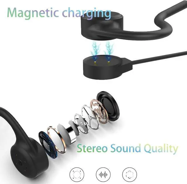 Alt view image 2 of 7 - MP3 Player Bone Conduction Headphones IPX8 Waterproof for Swimming Open Ear Wireless Sport Earphones Built-in 8GB Memory for Running Diving Water Gym Spa (Black-Touch Control)