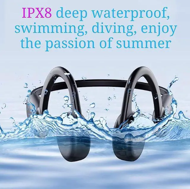 Alt view image 4 of 6 - Bone Conduction Headphones QYNIQIAN IPX8 Waterproof/Sweat Resistant Swimming Sports Earphones Wireless Bluetooth Open Ear Noise Cancelling Headsets Built-in Microphone 8G MP3 Player for Diving Surfing