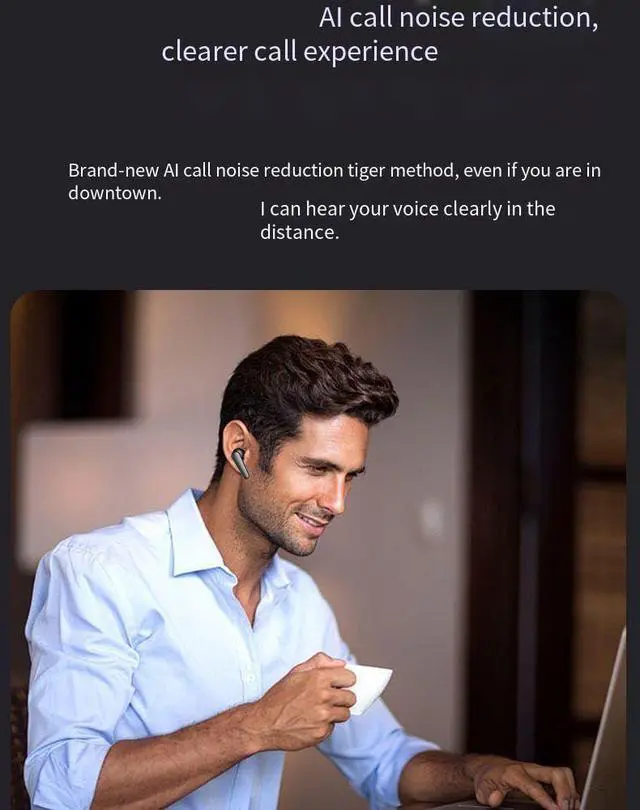 Alt view image 4 of 7 - Wireless in-Ear Headphones Bluetooth Earbuds Wireless Stereo Earphones with Charging Case,Al Call Noise Reduction,Clearer Call Experience,45H Playtime Stereo Bass Ear Buds for Sports, Black