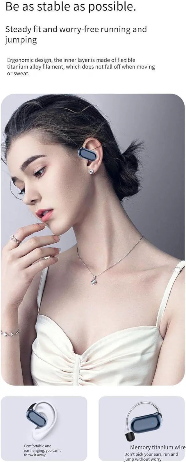 Alt view image 3 of 6 - Open Ear Headphones Wireless Bluetooth 5.4 with LCD Color Display Wireless Sports Earbuds with Earhooks,ENC Call Noise Cancellation, IPX5 Waterproof for Sports,10H Playtime Fit Driving,Office,Black