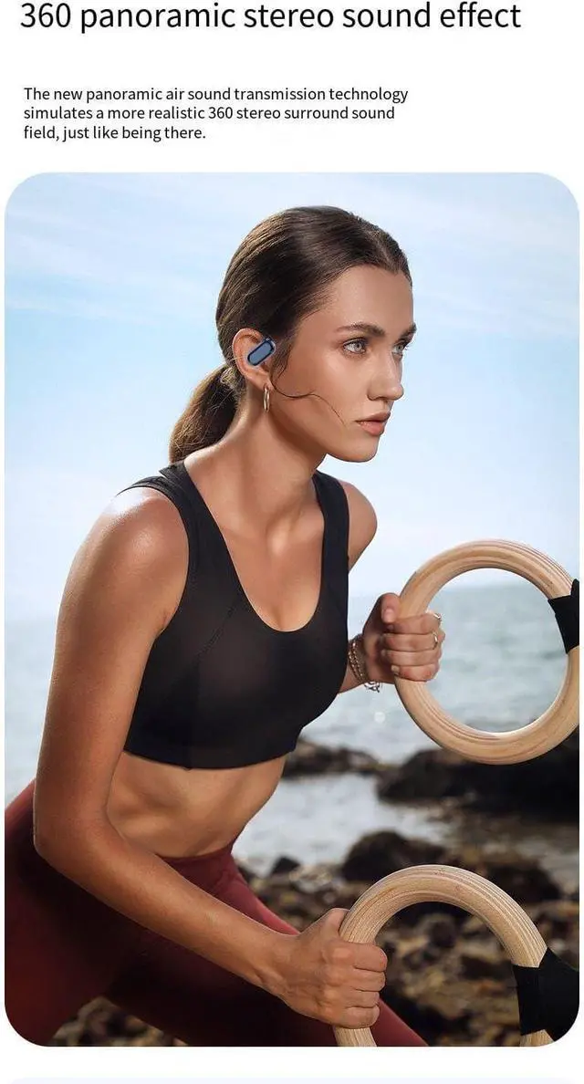 Alt view image 2 of 6 - Open Ear Headphones Wireless Bluetooth 5.4 with LCD Color Display Wireless Sports Earbuds with Earhooks,ENC Call Noise Cancellation, IPX5 Waterproof for Sports,10H Playtime Fit Driving,Office,Black