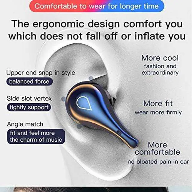 Alt view image 2 of 7 - Bluetooth Headphones Wireless Earbuds Over Ear Buds,IPX7 Waterproof,CVC8.0 Intelligent Noise Isolation,Painless for Long Term Wearing,200H Playtime,LED Digital Display Headset for Sport,Black