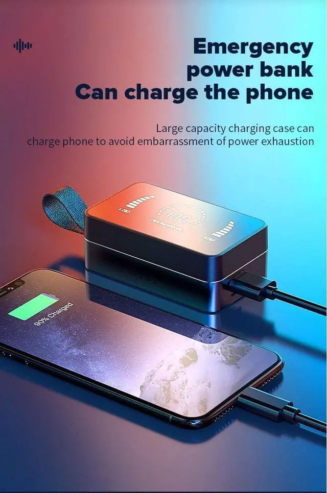 Alt view image 6 of 7 - Bluetooth Headphones Wireless Earbuds Over Ear Buds,IPX7 Waterproof,CVC8.0 Intelligent Noise Isolation,Painless for Long Term Wearing,200H Playtime,LED Digital Display Headset for Sport,Black