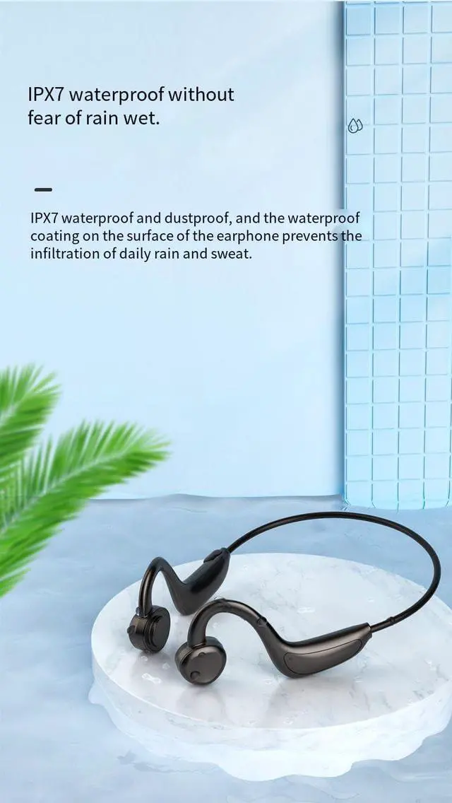 Alt view image 2 of 6 - Bone Conduction Headphones IPX7 Waterproof Sports Headset,500 mAh Battery Capacity and 20 Hours of Playback Time,On Ear Earphones for Running,Cycling & Gym,HiFi Sound Quality,26g