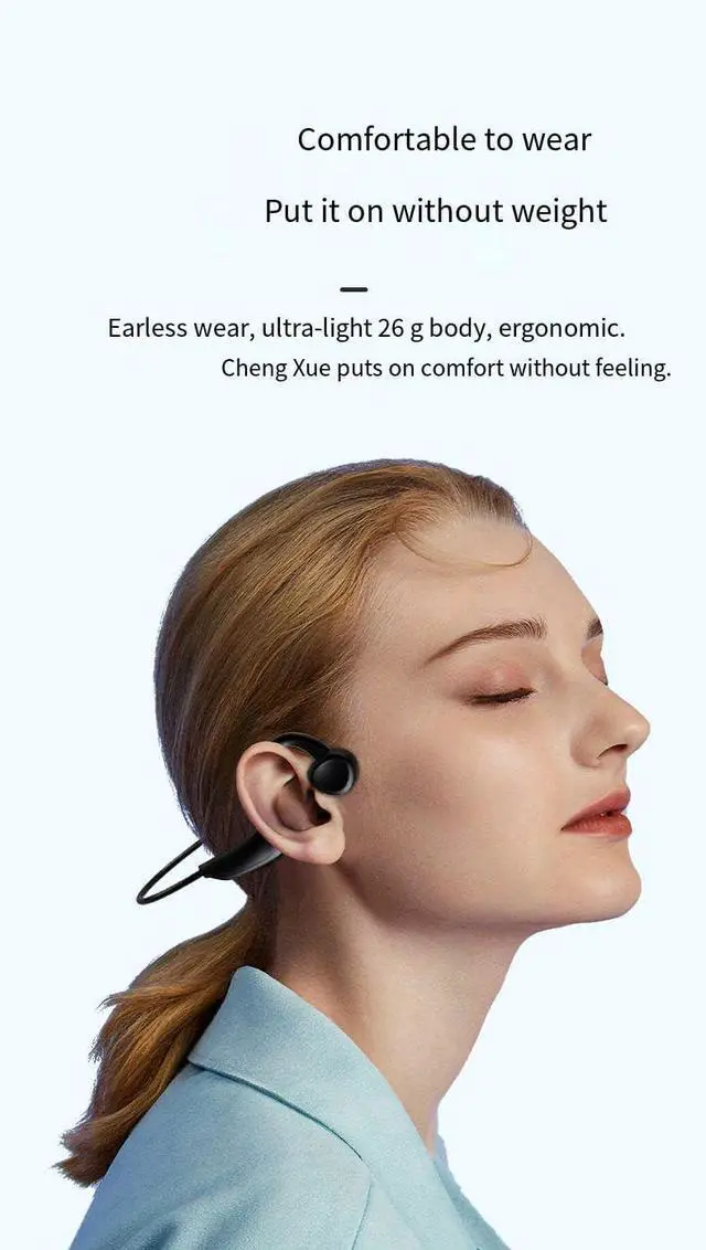 Alt view image 4 of 6 - Bone Conduction Headphones IPX7 Waterproof Sports Headset,500 mAh Battery Capacity and 20 Hours of Playback Time,On Ear Earphones for Running,Cycling & Gym,HiFi Sound Quality,26g