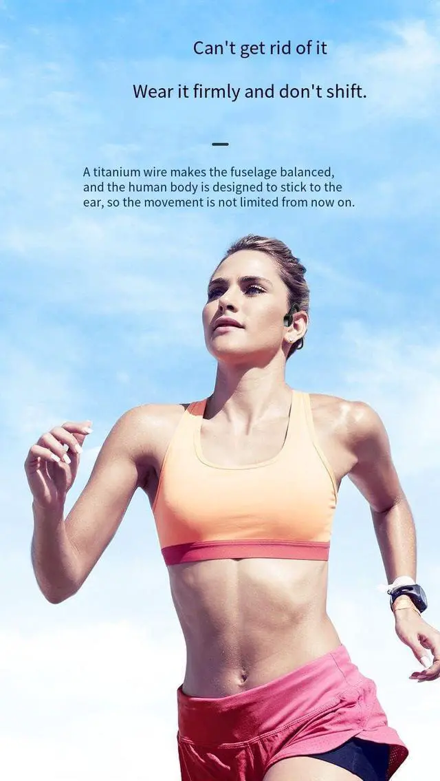 Alt view image 5 of 6 - Bone Conduction Headphones IPX7 Waterproof Sports Headset,500 mAh Battery Capacity and 20 Hours of Playback Time,On Ear Earphones for Running,Cycling & Gym,HiFi Sound Quality,26g