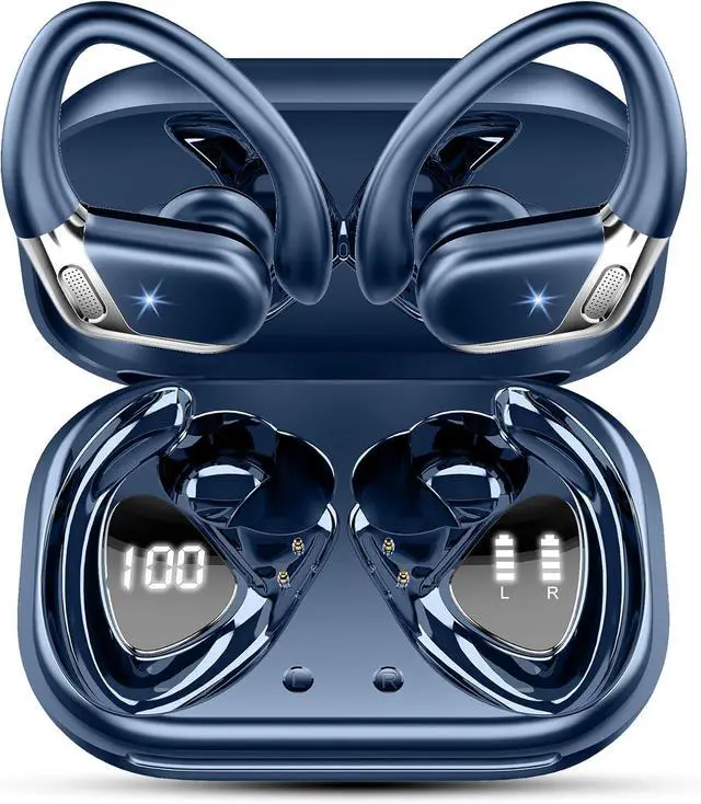 Main image of Wireless Earbuds, Bluetooth 5.4 headphones Sport Stereo Bass, 50 Playback Over-Ear Buds with ENC Noise Cancelling Mic, Earphones with Earhooks, IP7 Waterproof Fitness Headset for Running Workout Gym
