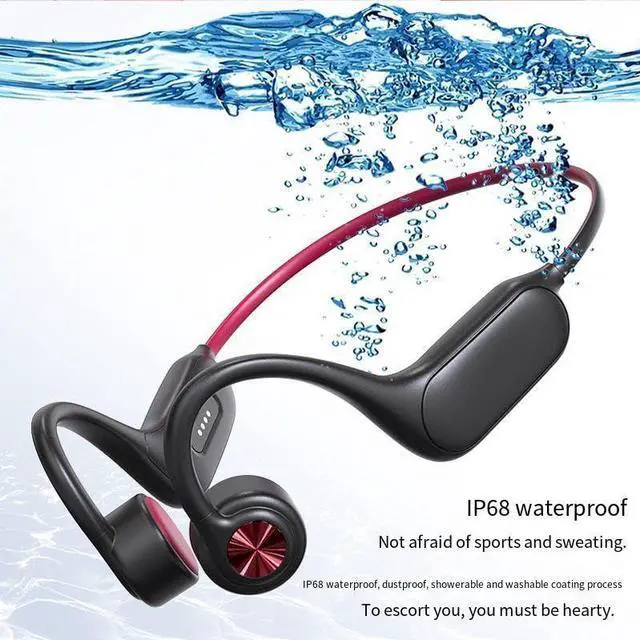 Alt view image 3 of 7 - Bone Conduction Headphones Night Running Lights Open Ear Headphones Wireless Bluetooth 5.3 with Mic Built in 32G Memory,IP68 Waterproof Sport Earphones for Running,Cycling,Workout,Black