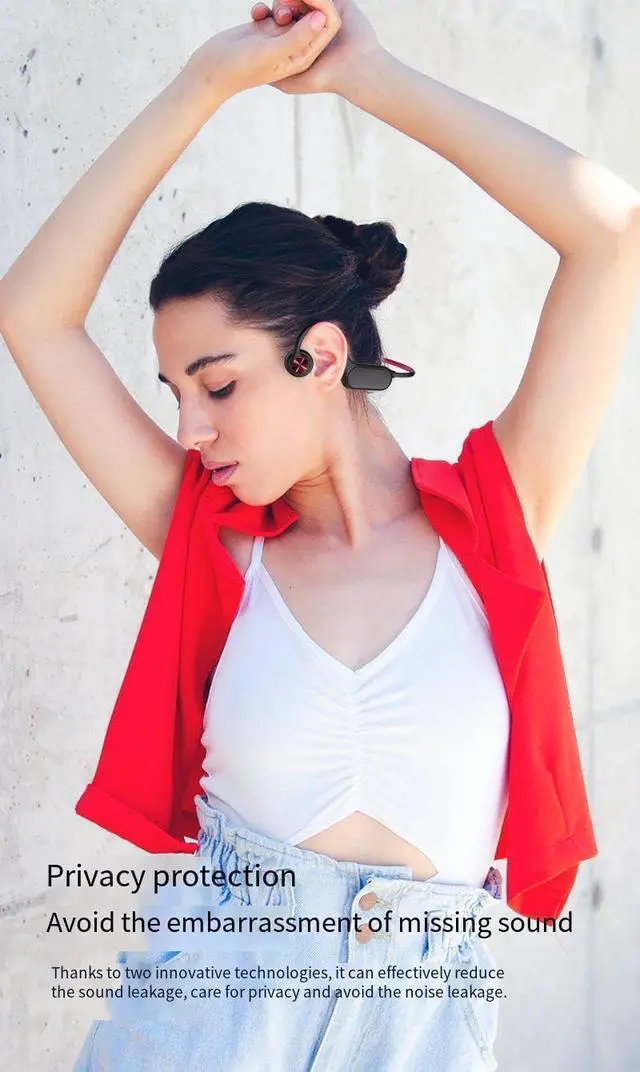 Alt view image 7 of 7 - Bone Conduction Headphones with LED lighting Open Ear Headphones Bluetooth 5.3 Wireless Sports Headset with Microphones & 8H Playtime,Built in 16G Memory 360°Curved Neck Headphones Hiking,Black