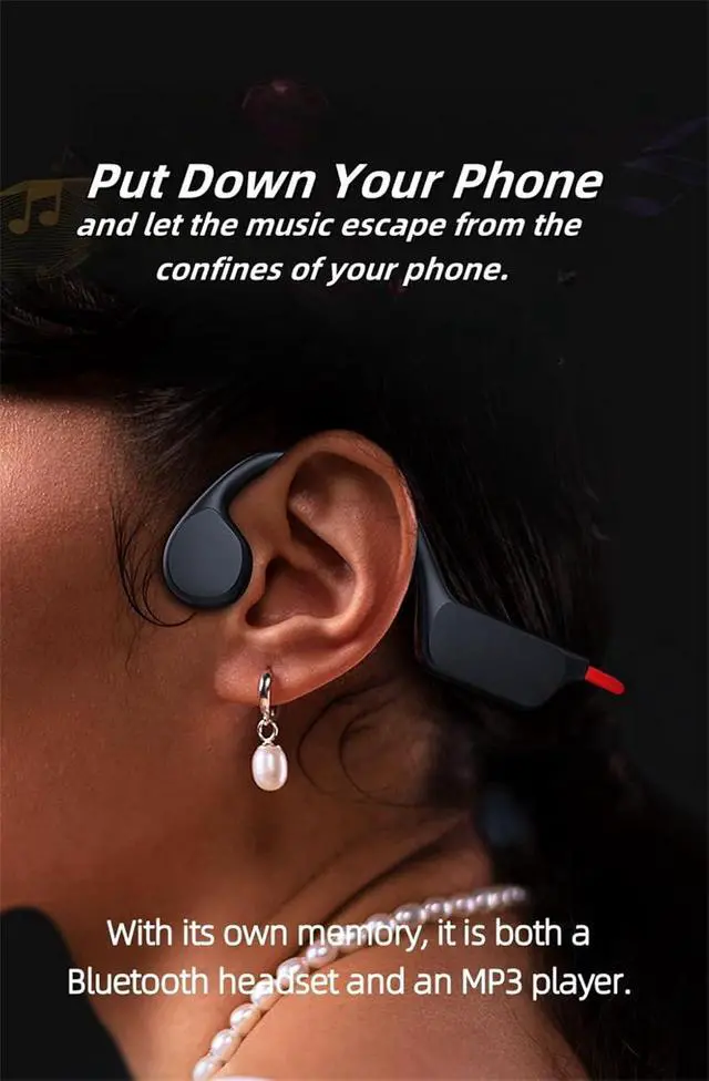 Alt view image 5 of 7 - Black, Swimming Bluetooth Headset, Bluetooth Bone Conduction Sport Headphones, with Premium Deep Base, with Mic, Suitable for Runners, Cyclists and Swimmers