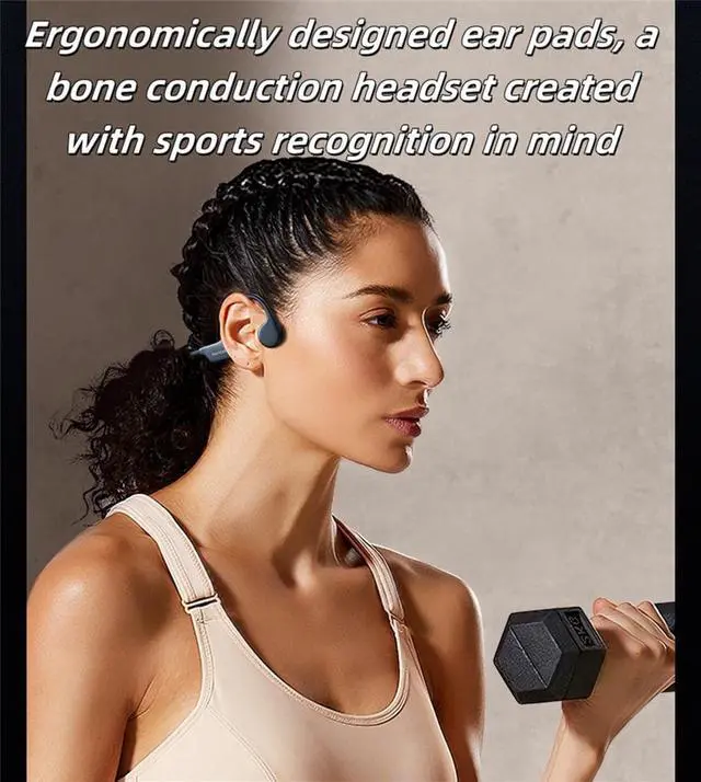 Alt view image 3 of 6 - White, Open-Ear Bluetooth Bone Conduction Sport Headphones, Bone Conduction Headphones, with Mic Sweatproof Headset, for Running,Cycling, Hiking, Driving