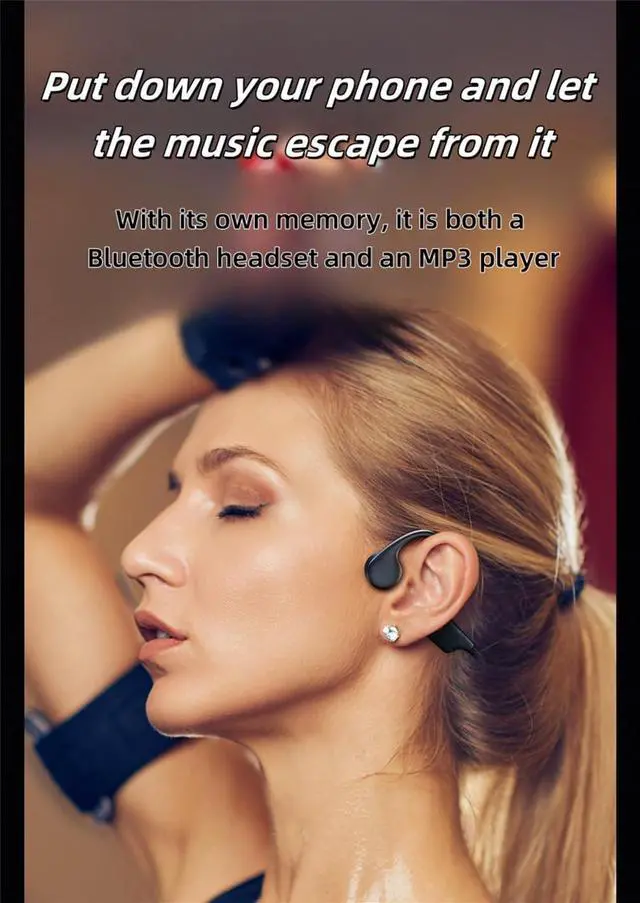 Alt view image 4 of 6 - White, Open-Ear Bluetooth Bone Conduction Sport Headphones, Bone Conduction Headphones, with Mic Sweatproof Headset, for Running,Cycling, Hiking, Driving