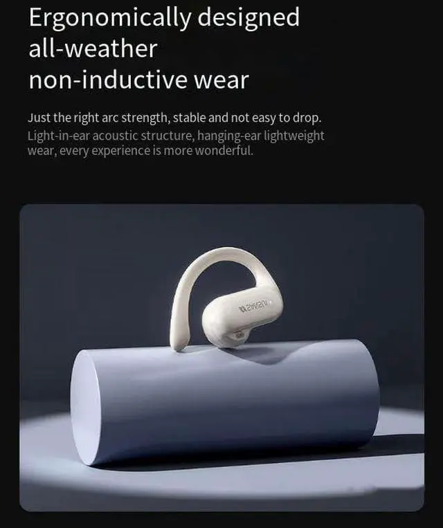 Alt view image 6 of 7 - Wireless Earbuds with Earhooks Bluetooth V5.4 Headphones with LED Power Display,Built-in ENC Noise Cancelling Mic,Deep Bass Stereo and Noise Cancelling Earphones for Running Workout,Black