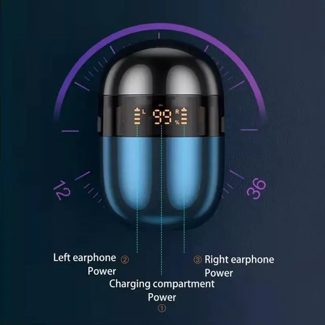 Alt view image 3 of 7 - Wireless Bluetooth Headphones in Ear Earphones Light-Weight Earbud,Touch Smart HD Digital Display Charging Pod Sport Headset,Built-in Mic for TV Smart Phone Laptop Computer Sports,Black