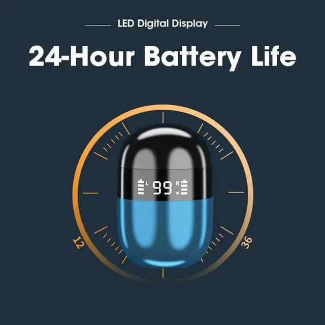 Alt view image 6 of 7 - Wireless Bluetooth Headphones in Ear Earphones Light-Weight Earbud,Touch Smart HD Digital Display Charging Pod Sport Headset,Built-in Mic for TV Smart Phone Laptop Computer Sports,Black