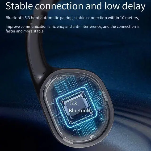 Alt view image 3 of 7 - Bone Conduction Headphones Wireless Bluetooth 5.3 Open Ear Headphones Noise Cancelling with Microphones,IPX5 Waterproof Sports Headphones for Gym Workout Swimming Running Cycling,Black,24g