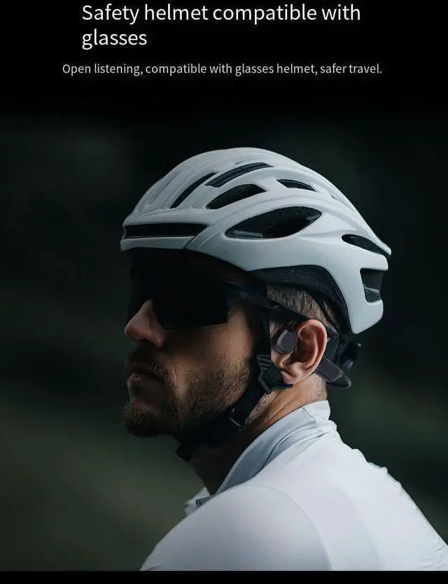 Alt view image 6 of 7 - Bone Conduction Headphones Wireless Bluetooth 5.3 Open Ear Headphones Noise Cancelling with Microphones,IPX5 Waterproof Sports Headphones for Gym Workout Swimming Running Cycling,Black,24g