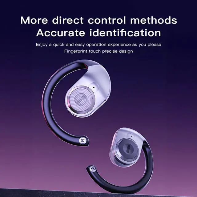 Alt view image 4 of 6 - IKXO Open-Ear Wireless Earbuds Bluetooth 5.3 Headphones with Mic & Earhook, 24Hrs Playback Sport Ear Buds,Ultra-Comfort,Lightweight Design,Fast Charging,Compatible with iPhone & Android,White