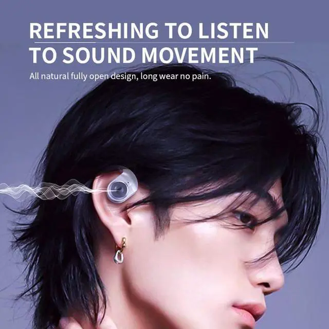 Alt view image 5 of 6 - IKXO Open-Ear Wireless Earbuds Bluetooth 5.3 Headphones with Mic & Earhook, 24Hrs Playback Sport Ear Buds,Ultra-Comfort,Lightweight Design,Fast Charging,Compatible with iPhone & Android,White