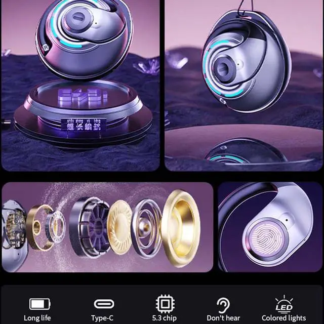 Alt view image 6 of 6 - IKXO Open-Ear Wireless Earbuds Bluetooth 5.3 Headphones with Mic & Earhook, 24Hrs Playback Sport Ear Buds,Ultra-Comfort,Lightweight Design,Fast Charging,Compatible with iPhone & Android,White