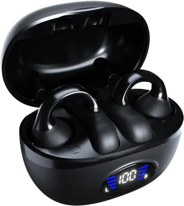Main image of Ear Clip Earbuds Bluetooth 5.3 Wireless Headphones with LED Power Display Charging Case,48 Hours Playtime & Mic Clear Call Sports,IPX7 Waterproof Sports Fitness Ear Buds for Running Fitness-Black