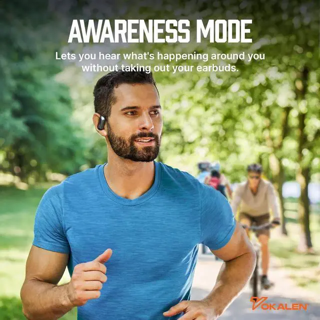 Alt view image 6 of 7 - VOKALEN Reflex Pro - Wireless Sport Earbuds with Ear Hooks, Active Noise Cancellation, up to 50H of Battery Life, IP68 Dust and Waterproof, Touch Control, Secure Fit for Sports (Bundle Set)