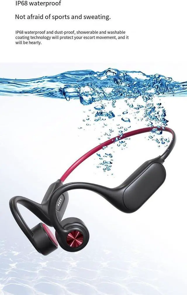 Alt view image 6 of 7 - Bone Conduction Headphones with LED lighting Open Ear Headphones Bluetooth 5.3 Wireless Sports Headset with Microphones & 8H Playtime,Built in 16G Memory 360°Curved Neck Headphones Hiking,Black