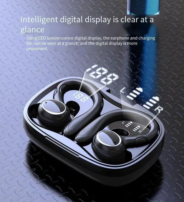 Alt view image 2 of 7 - Bluetooth Headphones Wireless Earbuds with Ear Hooks Noise Canceling & High Sound Quality,IPX5 Waterproof Stereo Bass Over-Ear Sports Earphones with Microphone for Workout/Gym/Running