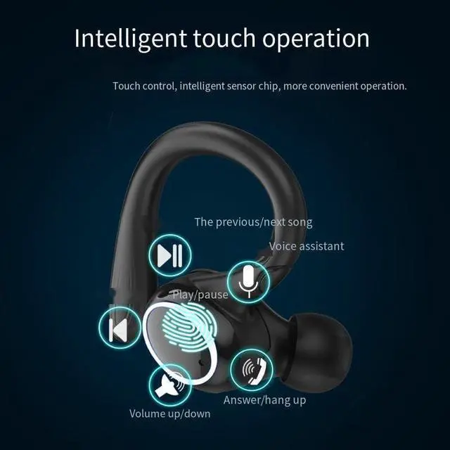 Alt view image 5 of 7 - Bluetooth Headphones Wireless Earbuds with Ear Hooks Noise Canceling & High Sound Quality,IPX5 Waterproof Stereo Bass Over-Ear Sports Earphones with Microphone for Workout/Gym/Running