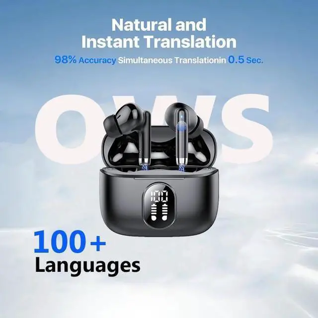 Alt view image 2 of 7 - coioc Open Ear Bluetooth 5.4 Earbuds, Wireless Headphones Sport Over Earphones Built-in Mic with Ear Hooks 50H Playtime Ear Buds LED Display Charging Case