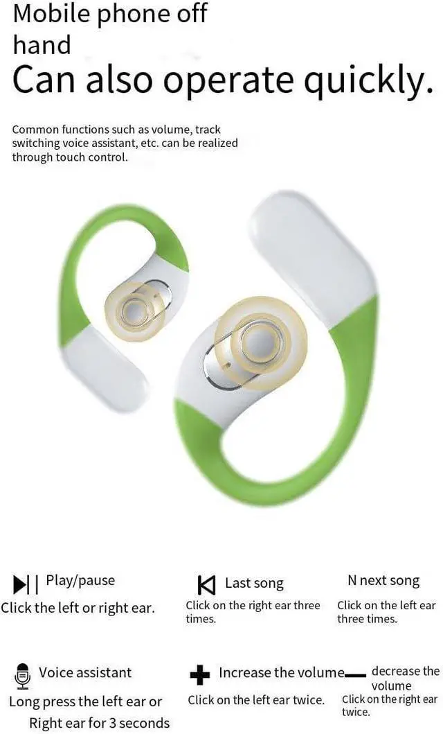 Alt view image 5 of 7 - Open Ear Headphones Wireless Bluetooth 5.3 Wireless Sports Earbuds with Earhooks,ENC Call Noise Cancellation Waterproof 14.2mm Titanium Film Speaker for Sports,Driving,Office,White